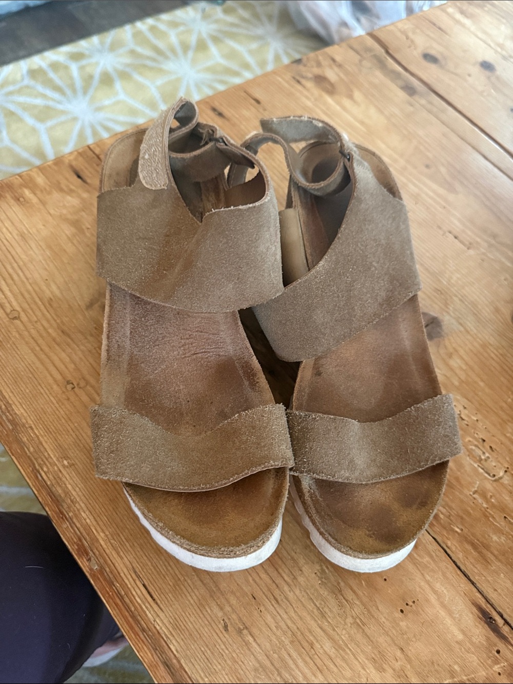Anyi Lu Taupe Suede Platform Sandals